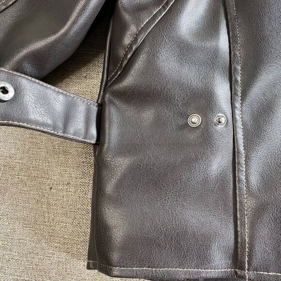 Kenneth Cole Reaction Faux Leather Jacket Kids Boys 4 Brown Biker Jacket - Picture 14 of 15